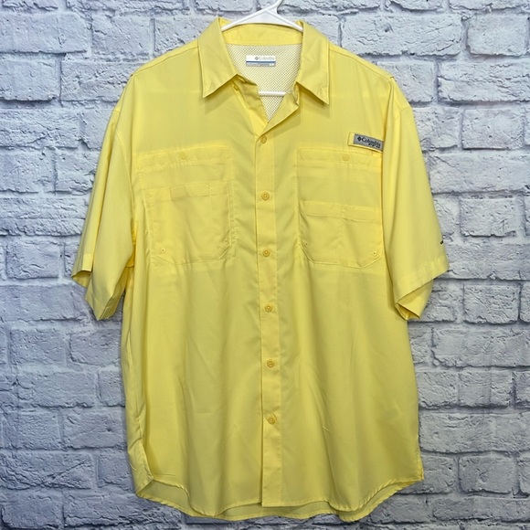Columbia Shirt Men Yellow Poly UPF 30+ PFG Performance Fishing Gear Unisex Sz M - Picture 12 of 12